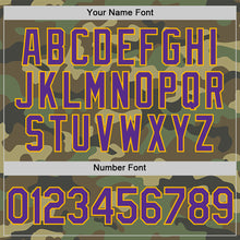 Load image into Gallery viewer, Custom Camo Purple-Gold Salute To Service Two-Button Unisex Softball Jersey