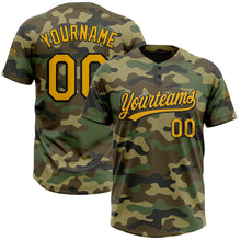 Load image into Gallery viewer, Custom Camo Gold-Black Salute To Service Two-Button Unisex Softball Jersey