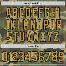 Load image into Gallery viewer, Custom Camo Old Gold-Black Salute To Service Two-Button Unisex Softball Jersey