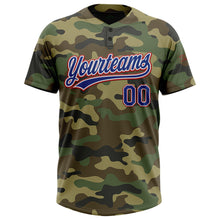Load image into Gallery viewer, Custom Camo Royal-Red Salute To Service Two-Button Unisex Softball Jersey