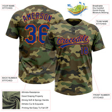 Load image into Gallery viewer, Custom Camo Royal-Orange Salute To Service Two-Button Unisex Softball Jersey