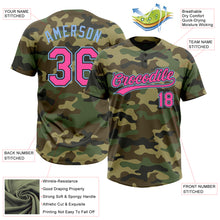 Load image into Gallery viewer, Custom Camo Pink Black-Light Blue Salute To Service Two-Button Unisex Softball Jersey