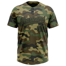 Load image into Gallery viewer, Custom Camo Olive-Black Salute To Service Two-Button Unisex Softball Jersey