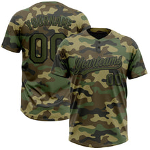 Load image into Gallery viewer, Custom Camo Olive-Black Salute To Service Two-Button Unisex Softball Jersey