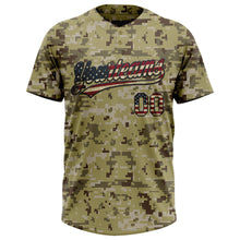 Load image into Gallery viewer, Custom Camo Vintage USA Flag-Black Salute To Service Two-Button Unisex Softball Jersey