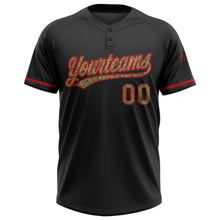 Load image into Gallery viewer, Custom Black Camo-Red Two-Button Unisex Softball Jersey