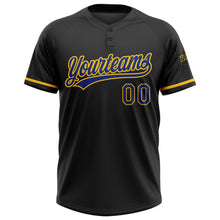 Load image into Gallery viewer, Custom Black Royal-Yellow Two-Button Unisex Softball Jersey