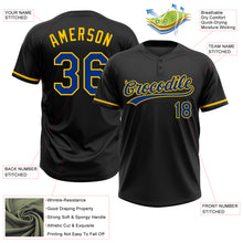 Load image into Gallery viewer, Custom Black Royal-Yellow Two-Button Unisex Softball Jersey