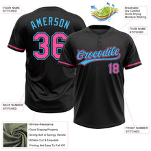 Load image into Gallery viewer, Custom Black Pink-Sky Blue Two-Button Unisex Softball Jersey