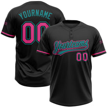 Load image into Gallery viewer, Custom Black Pink-Teal Two-Button Unisex Softball Jersey