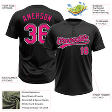 Load image into Gallery viewer, Custom Black Hot Pink-White Two-Button Unisex Softball Jersey