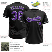 Load image into Gallery viewer, Custom Black Purple-Gray Two-Button Unisex Softball Jersey