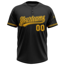 Load image into Gallery viewer, Custom Black Gold Two-Button Unisex Softball Jersey