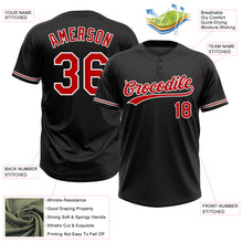 Load image into Gallery viewer, Custom Black Red-White Two-Button Unisex Softball Jersey