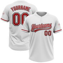 Load image into Gallery viewer, Custom White Red-Black Two-Button Unisex Softball Jersey