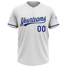 Load image into Gallery viewer, Custom White Royal Two-Button Unisex Softball Jersey