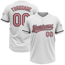 Load image into Gallery viewer, Custom White Medium Pink-Black Two-Button Unisex Softball Jersey