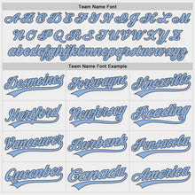 Load image into Gallery viewer, Custom White Light Blue-Steel Gray Two-Button Unisex Softball Jersey