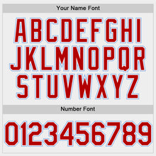 Load image into Gallery viewer, Custom White Red-Light Blue Two-Button Unisex Softball Jersey