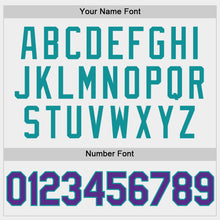 Load image into Gallery viewer, Custom White Purple-Teal Two-Button Unisex Softball Jersey