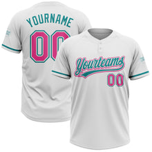 Load image into Gallery viewer, Custom White Pink-Teal Two-Button Unisex Softball Jersey