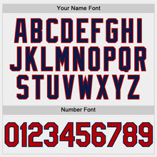 Load image into Gallery viewer, Custom White Red-Navy Two-Button Unisex Softball Jersey