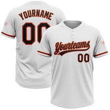 Load image into Gallery viewer, Custom White Black-Orange Two-Button Unisex Softball Jersey