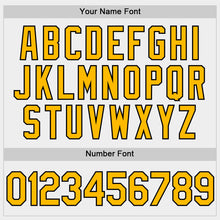 Load image into Gallery viewer, Custom White Gold-Black Two-Button Unisex Softball Jersey