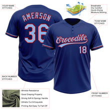 Load image into Gallery viewer, Custom Royal Light Blue-Red Two-Button Unisex Softball Jersey
