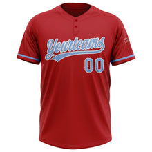 Load image into Gallery viewer, Custom Red Light Blue-White Two-Button Unisex Softball Jersey