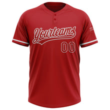 Load image into Gallery viewer, Custom Red White Two-Button Unisex Softball Jersey