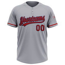 Load image into Gallery viewer, Custom Gray Red-Navy Two-Button Unisex Softball Jersey