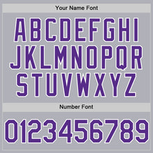 Load image into Gallery viewer, Custom Gray Purple-White Two-Button Unisex Softball Jersey