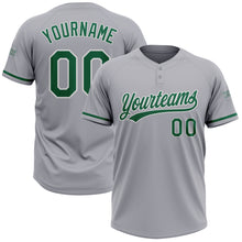 Load image into Gallery viewer, Custom Gray Kelly Green-White Two-Button Unisex Softball Jersey