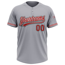Load image into Gallery viewer, Custom Gray Red-Black Two-Button Unisex Softball Jersey