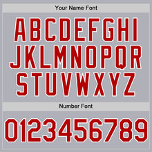 Load image into Gallery viewer, Custom Gray Red-White Two-Button Unisex Softball Jersey