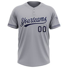 Load image into Gallery viewer, Custom Gray Navy-White Two-Button Unisex Softball Jersey