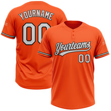 Load image into Gallery viewer, Custom Orange White-Black Two-Button Unisex Softball Jersey