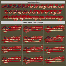 Load image into Gallery viewer, Custom Olive Vintage USA Flag-Red Salute To Service Two-Button Unisex Softball Jersey