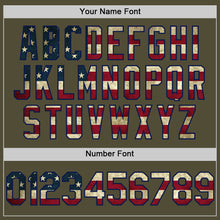 Load image into Gallery viewer, Custom Olive Vintage USA Flag-Navy Salute To Service Two-Button Unisex Softball Jersey