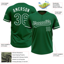 Load image into Gallery viewer, Custom Kelly Green White Two-Button Unisex Softball Jersey