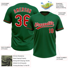 Load image into Gallery viewer, Custom Kelly Green Red-White Two-Button Unisex Softball Jersey