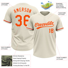 Load image into Gallery viewer, Custom Cream Orange Two-Button Unisex Softball Jersey