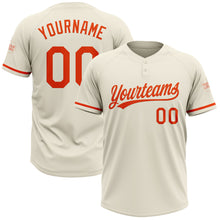 Load image into Gallery viewer, Custom Cream Orange Two-Button Unisex Softball Jersey
