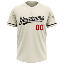 Load image into Gallery viewer, Custom Cream Red-Black Two-Button Unisex Softball Jersey
