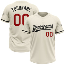 Load image into Gallery viewer, Custom Cream Red-Black Two-Button Unisex Softball Jersey