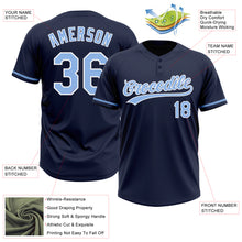 Load image into Gallery viewer, Custom Navy Light Blue-White Two-Button Unisex Softball Jersey