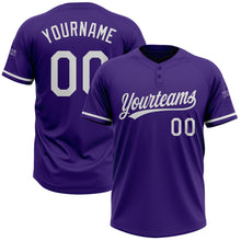 Load image into Gallery viewer, Custom Purple White Two-Button Unisex Softball Jersey