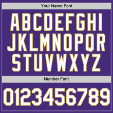 Load image into Gallery viewer, Custom Purple White-Old Gold Two-Button Unisex Softball Jersey