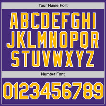 Load image into Gallery viewer, Custom Purple Gold-White Two-Button Unisex Softball Jersey